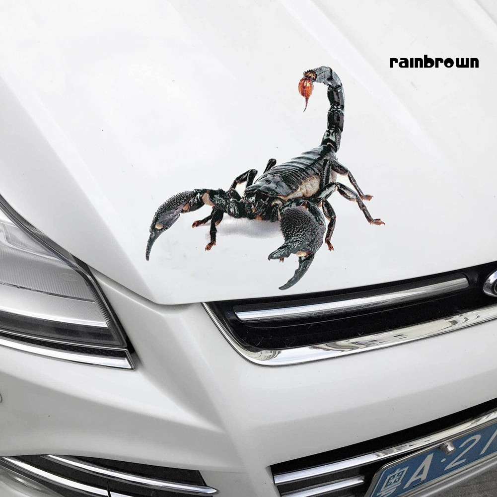 Miếng dán trang trí cửa xe hơi hình bọ cạp / nhện / thằn lằn 3D