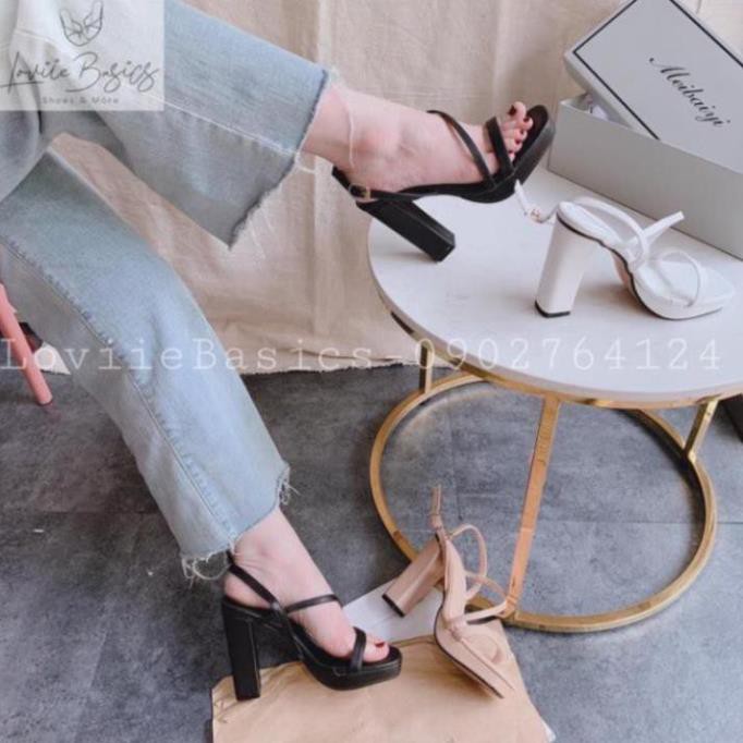 LOVIIEBASICS - GIÀY SANDAL CAO GÓT THỜI TRANG QUAI NGANG CHÉO ĐẾ VUÔNG ĐÚP 10 PHÂN - G201046 -cwj24 𝄒 :