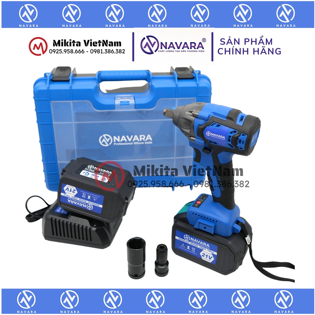 Máy Siết Bulong NAVARA NVR-6004 đông cơ không chổi than, Pin 15 cell