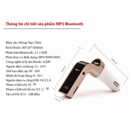 Củ Sạc Nhanh Trên ÔTÔ, Tặng Dây Sạc Kết Nối Bluetooth Với Điện Thoại - Kết Nối FM Với Đầu Nghe Nhạc