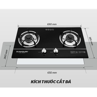 Bếp gas âm sunhouse shb 501mt-trưng bày chính hãng+tặng dây gas,hệ thống đánh lửa ic,an toàn-bh 12 tháng
