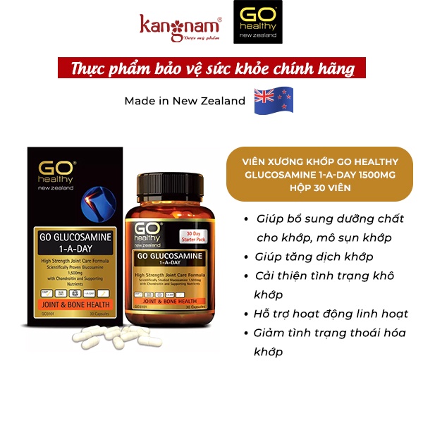 Viên Uống Bổ Sung Dưỡng Chất Cho Xương Khớp Go Healthy Glucosamine 1-A-DAY 1500mg Hộp 30 viên