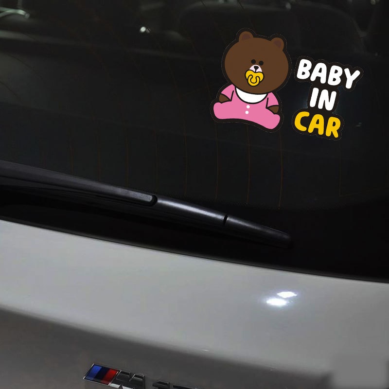 Miếng Dán Phản Quang Họa Tiết Hoạt Hình Baby In Car Baby On Board Dễ Thương Trang Trí Thân Xe / Xe Hơi