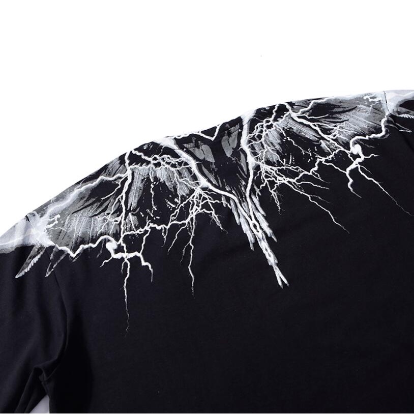 Áo Thun Tay Ngắn In Hình Đôi Cánh Sấm Sét Trắng Đen Thời Trang Cho Cặp Đôi