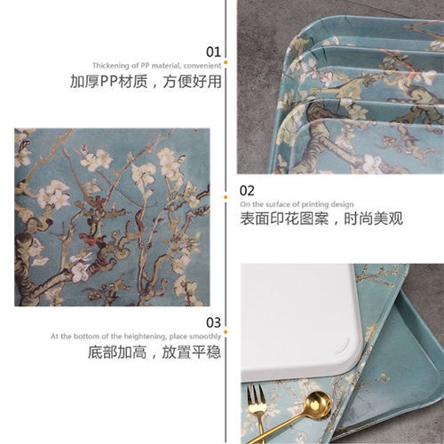 Khay Nhựa Melamine Hình Chữ Nhật Đựng Thức Ăn/Trái Cây/Bánh Mì Phong Cách Bắc Âu