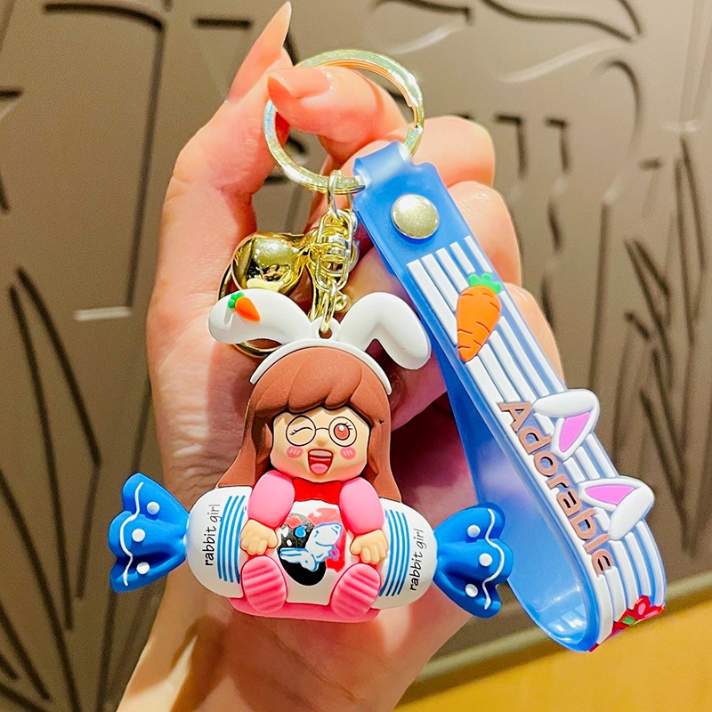 Móc Khóa Hình Thỏ Trắng Hoạt Hình Dễ Thương