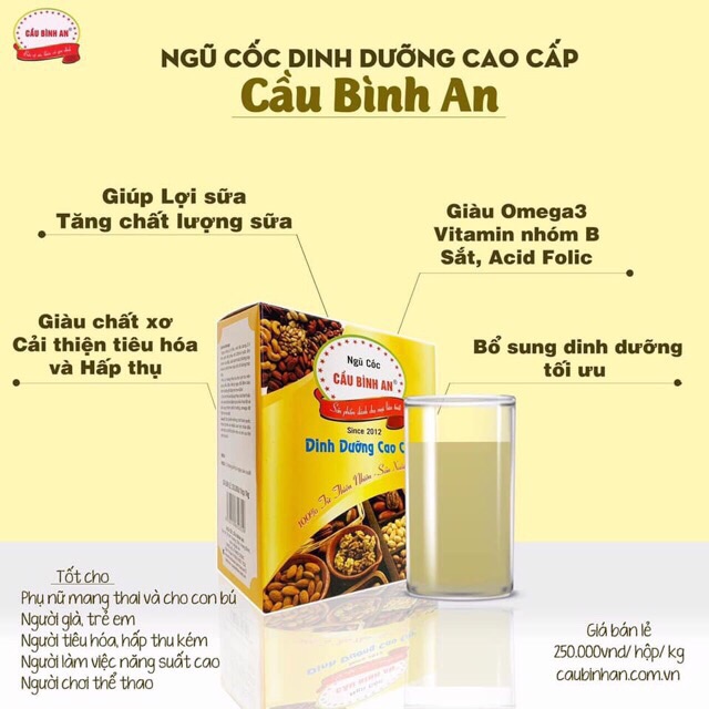 Ngũ cốc dinh dưỡng cao câp Cầu Bình An hộp 1kg ( Tặng ngay 1 hộp sữa ông thọ)