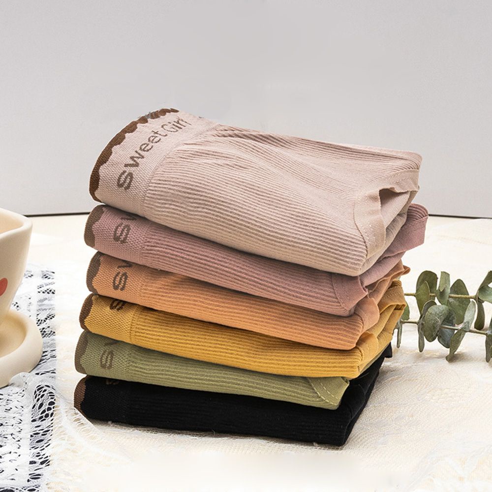 Quần lót cotton nylon lưng vừa không đường may in chữ đơn giản thoải mái nhiều màu cho nữ