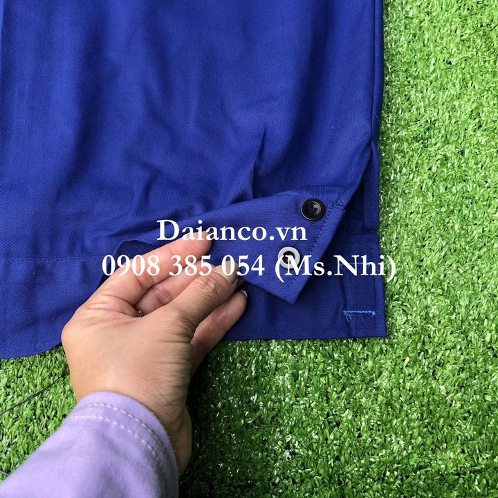 Áo bảo hộ công nhân may kèm phản quang vải kaki Nam Định thoáng mát- Hình thật