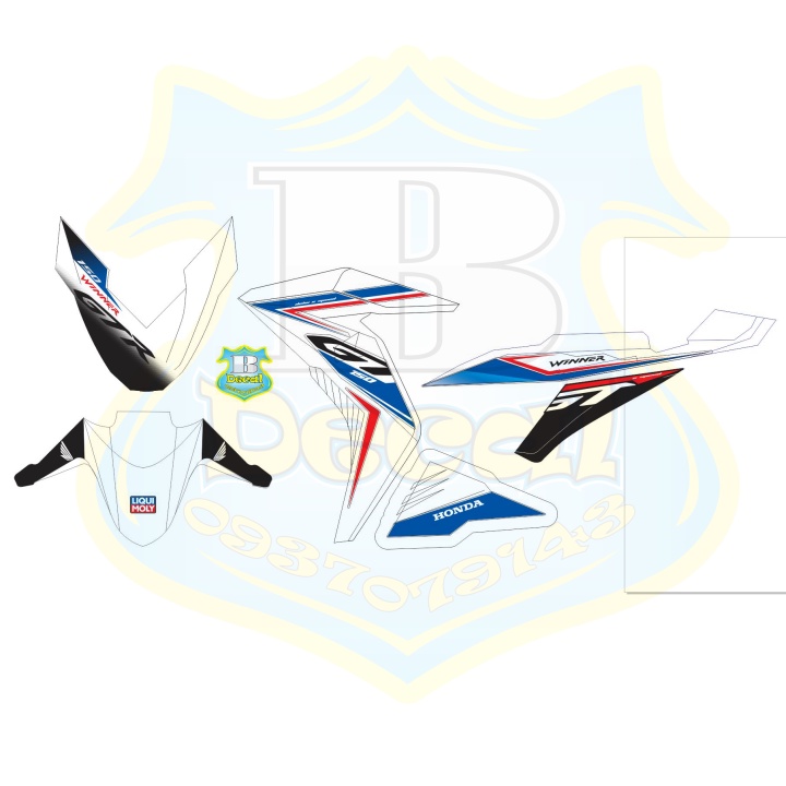 ( Quí khách vui lòng mang ra tiệm cho thợ dán ) Tem winner GTR trắng xanh new