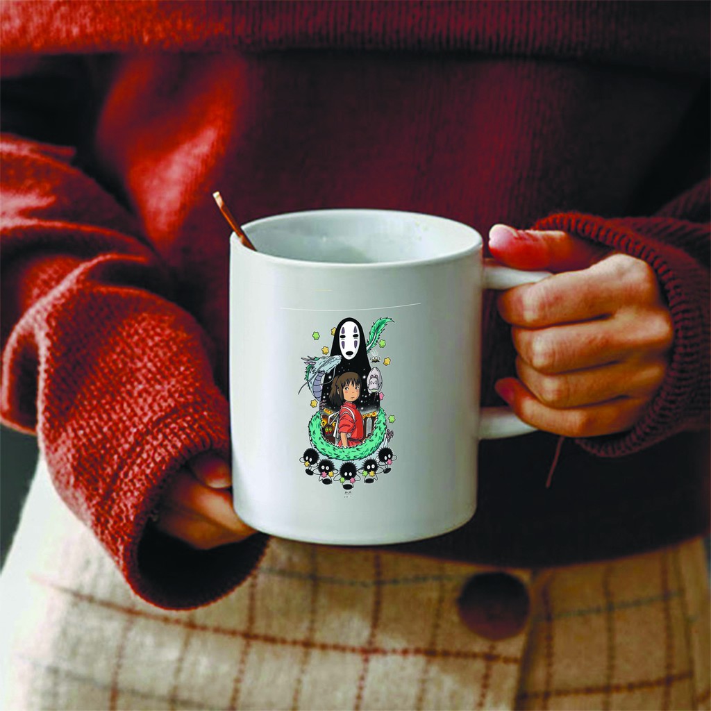 Ly cốc sứ in hình Spirited Away Vùng đất linh hồn anime chibi dễ thương tiện lợi