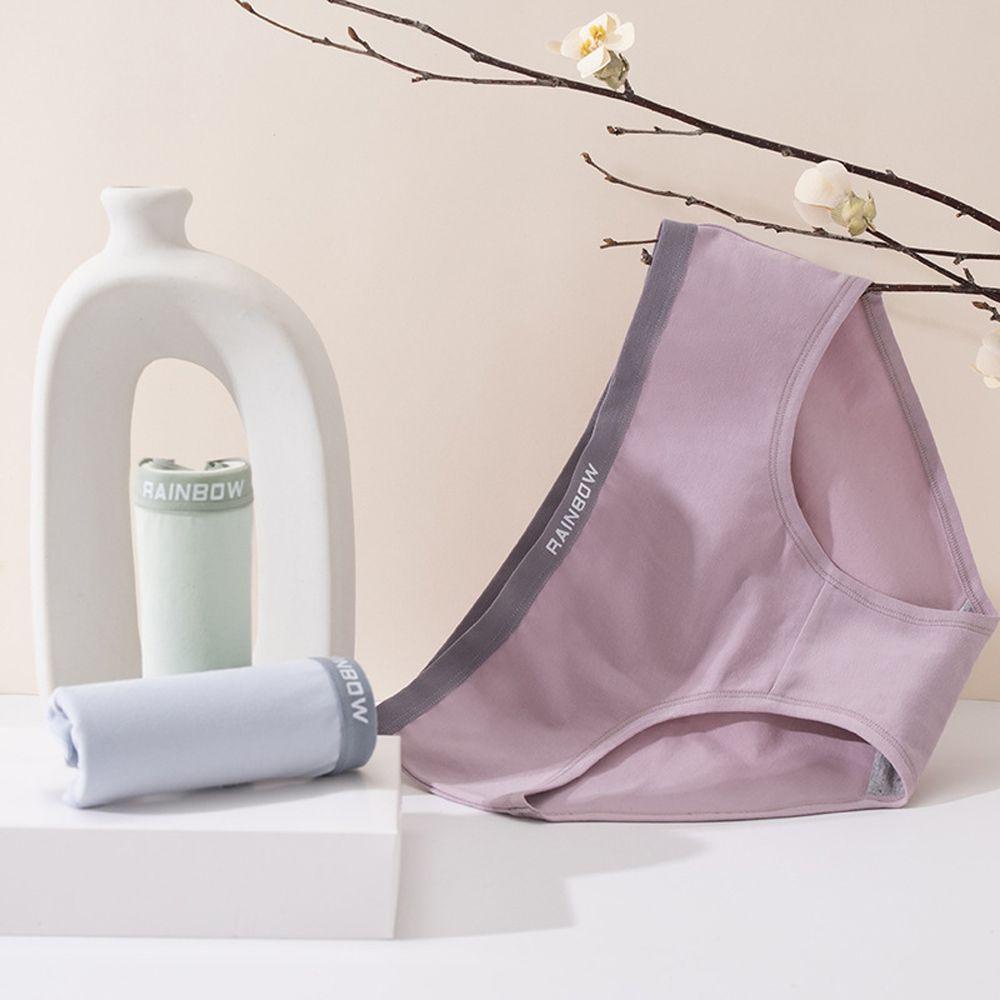 OCEANMAP Quần Lót Cotton Lưng Vừa Màu Trơn Dễ Thương Quyến Rũ Cho Nữ