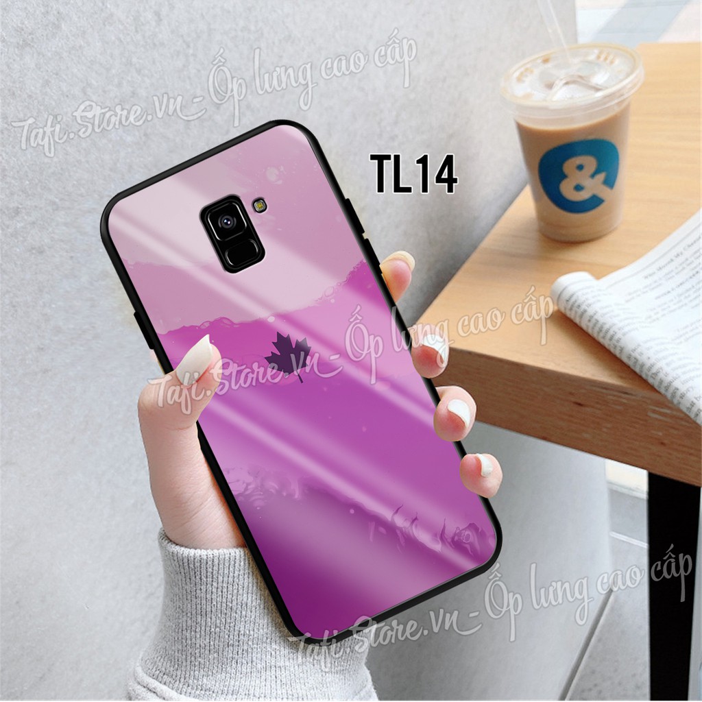 Ốp lưng Kính cao cấp Samsung A6/A6 plus/A8/A8 Plus hình Bầu trời, họa tiết logo iphone, lá phong cao cấp, sang trọng. 