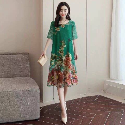 Đầm Hoa Giả Lụa Lạnh Dáng Rộng Thời Trang Nữ Cao Cấp 180