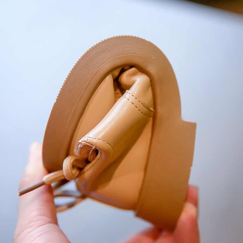 Giày Da PU Mũi Tròn Cột Dây Màu Trơn Phong Cách Anh Quốc Cổ Điển Thời Trang Mùa Xuân 2022 Cho Bé Trai Và Gái