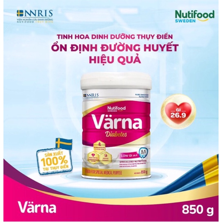 Sữa bột Varna Diabetes lon 850g( Hộp móp)