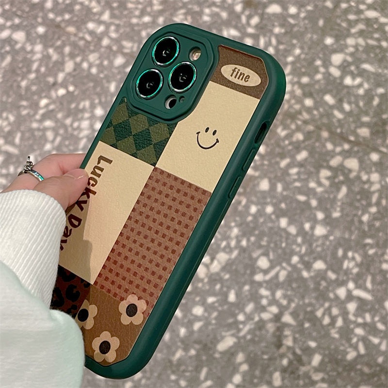 Ốp Điện Thoại Mềm Họa Tiết Mặt Cười Màu Xanh Lá 6710 Cho IPhone 12 13 11 Pro Max X Xs Max Xr