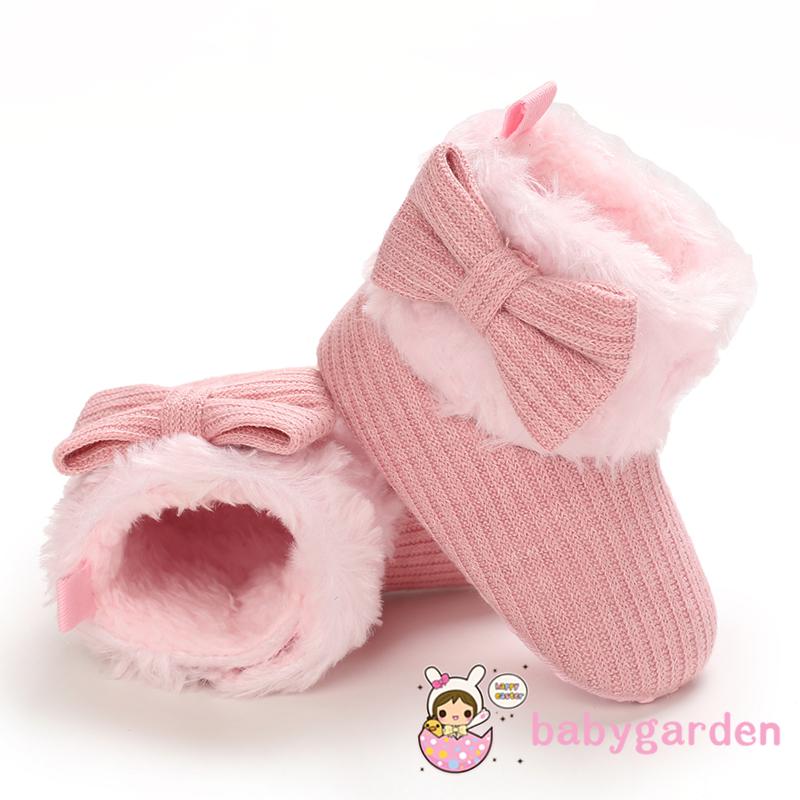 Giày Boot Cotton Màu Trơn Chống Trượt Cho Bé Gái