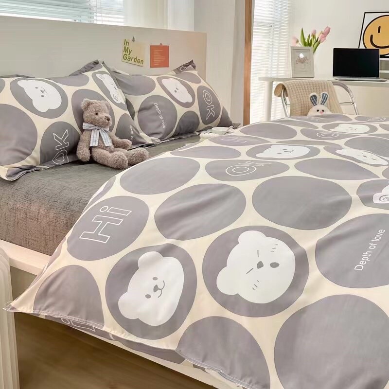 SÉT 4 MÓN CHĂN GA GỐI COTTON POLY ( 1 vỏ chăn , 2 vỏ gối 1 vỏ chăn )