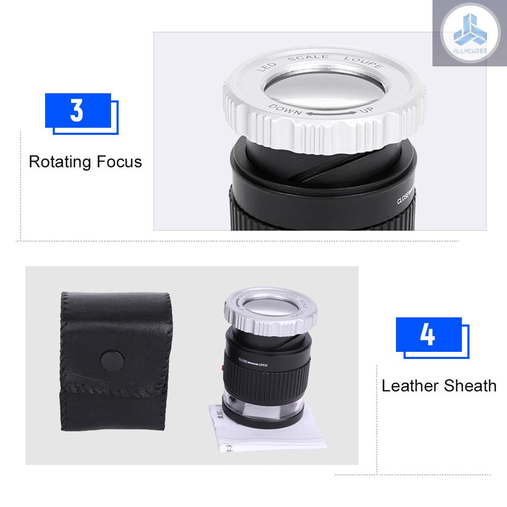Kính Lúp Phóng Đại 30X Có Thể Điều Chỉnh Kích Thước Kèm 3 Đèn LED VN26