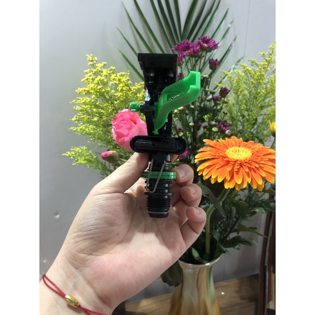 Combo 5 Béc tưới cây cánh đập chỉnh góc đuôi cá, tay cầm rocker xoay tự động xoay 360 độ 4 điểm, tưới vườn tưới phun mưa