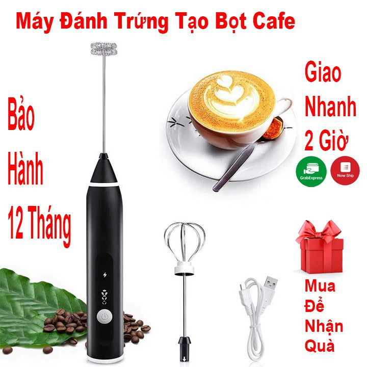 Máy đánh trứng cafe tạo bọt cầm tay 2 trong 1 cao cấp với 2 đầu đánh riêng biệt thông minh