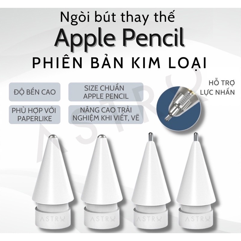 Đầu ngòi bút Pencil 2, 1 kim loại - viết giống như trên giấy 99%, bản chống mòn ngòi cao cấp (AP19A)