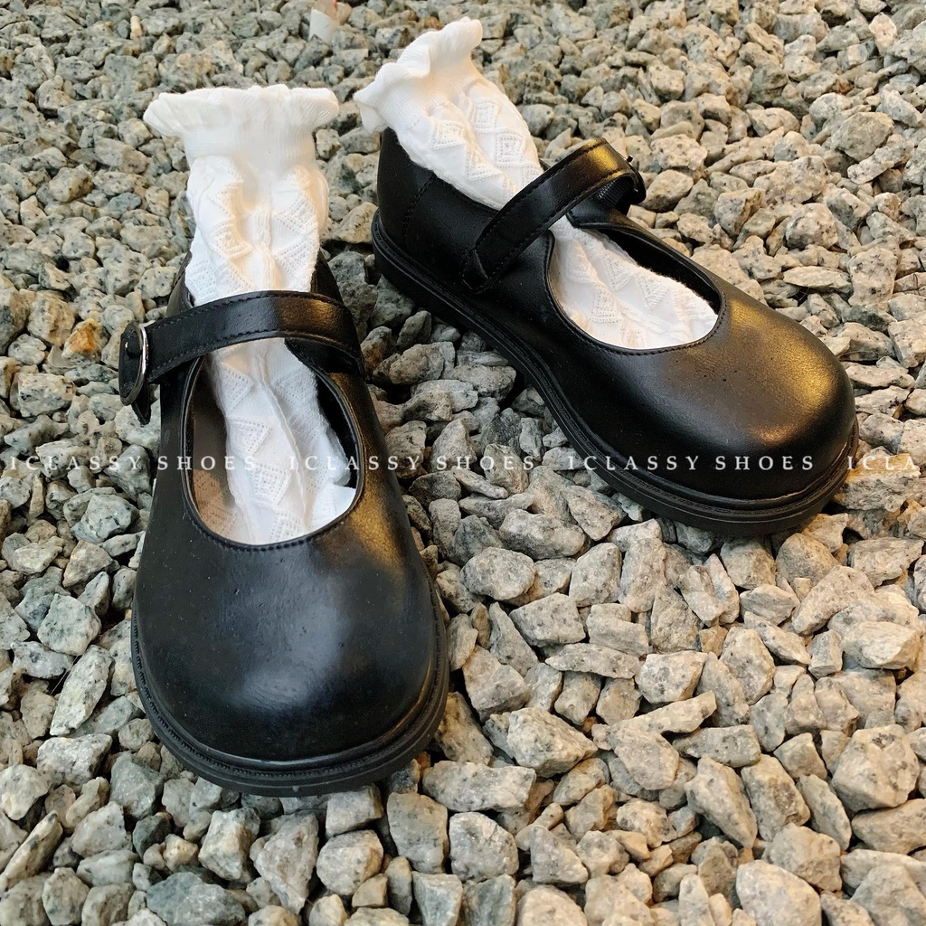 Giày Lolita Ulzzang Vintage, Giày Oxford Da Mềm Cao Cấp Mũi Tròn Khóa Cài Dây Mảnh Đế Dày 1cm, Hàn Quốc - Iclassy_shoes