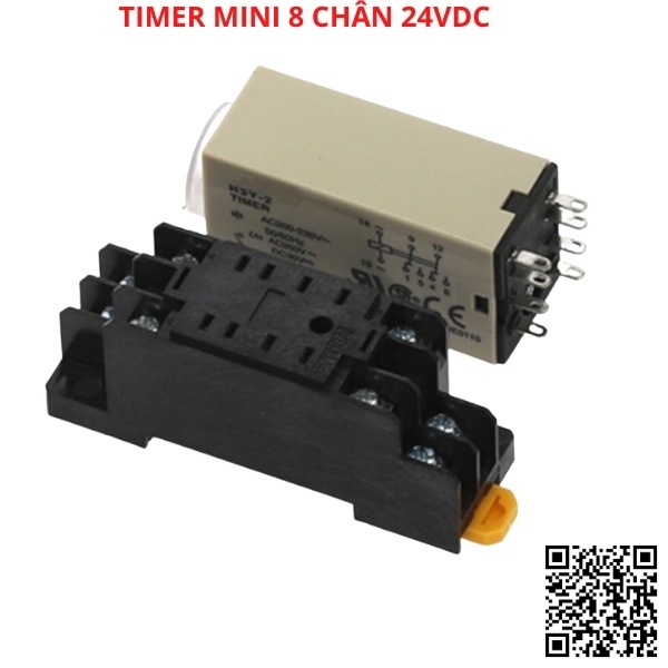 Timer hẹn giờ H3Y-2 relay mini thời gian, công tăc hẹn giờ 8 chân điện áp 24VDC tặng kèm chân đế PYF08A