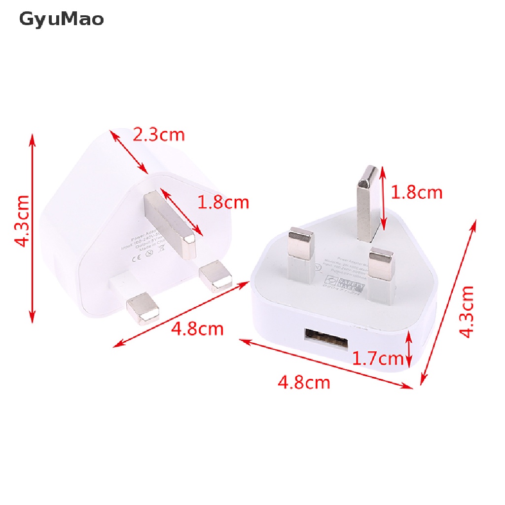 [cxGYMO] UK Mains 3 Pin Plug Adapter Wall Charger 1/2-Port Dual USB For Phones Tablet  HDY