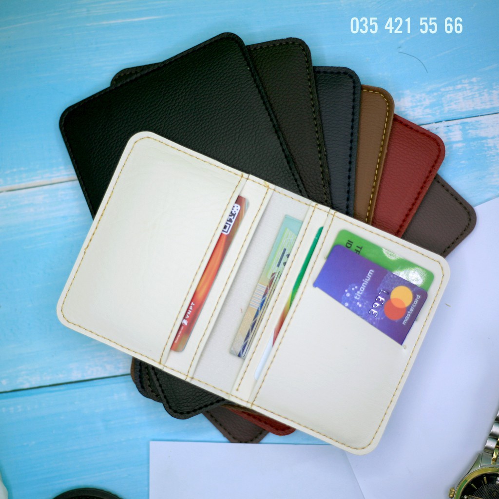 [SEN2] Ví da mini, da PU cao cấp, Đựng thẻ ngân hàng, card visit, tiền.. nhỏ gọn thời trang, Unisex