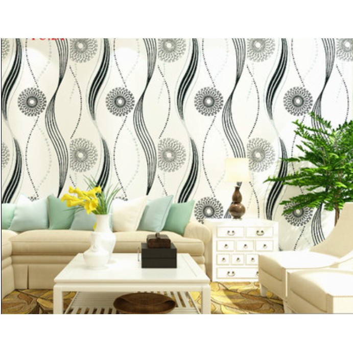 Decal giấy dán tường xoắn đen khổ 45cm keo sẵn