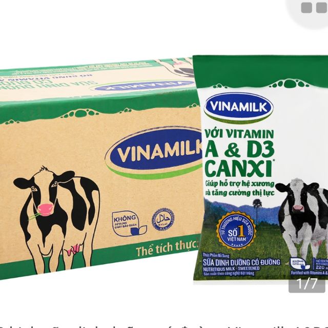 [Combo 10 gói] Sữa tiệt trùng Vinamilk không đường, có đường 220ml