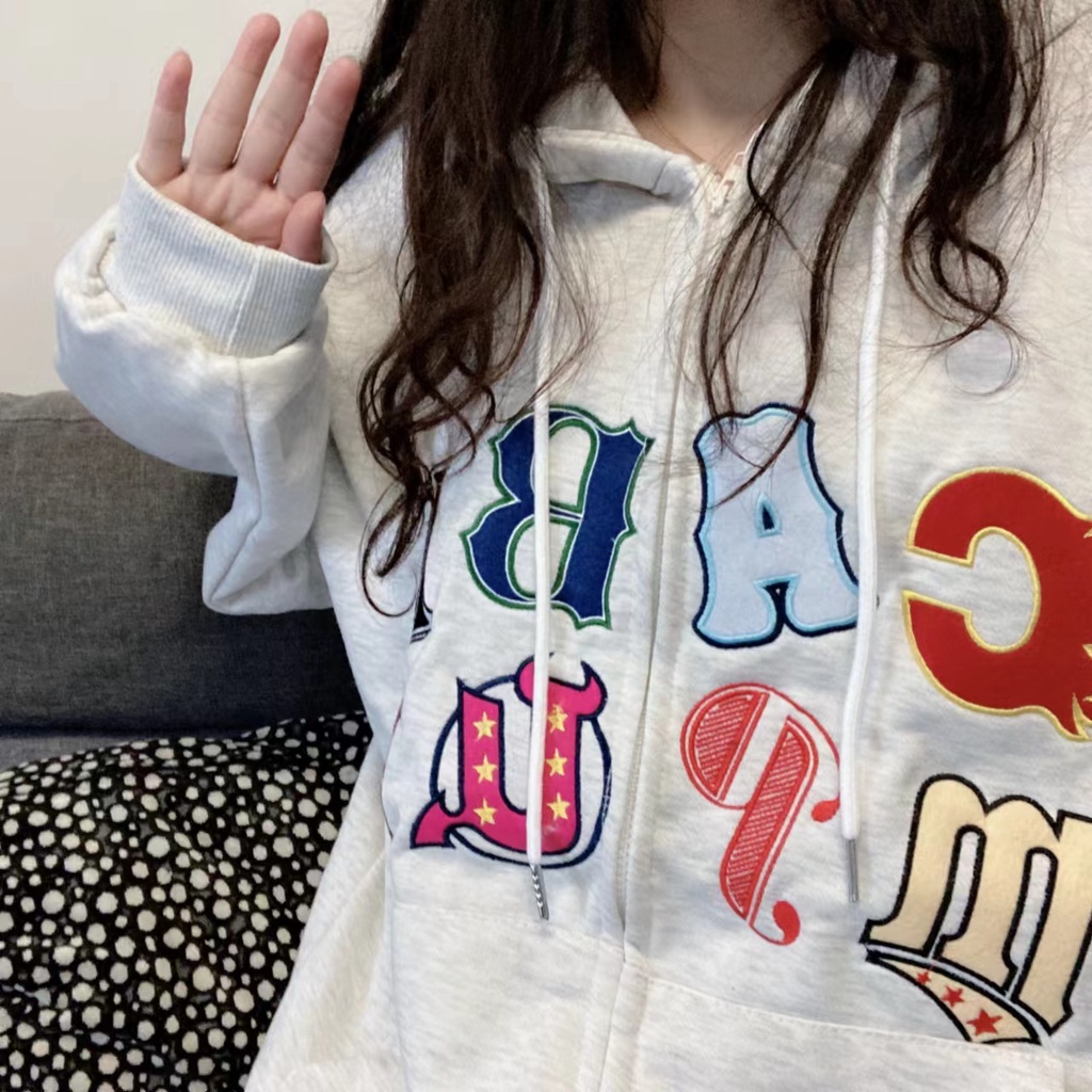 Áo khoác nỉ ngoại chữ Cabl nhiều màu [FREESHIP] Hoodie zip form rộng tay phồng kiểu thể thao đường phố peonyb unisex