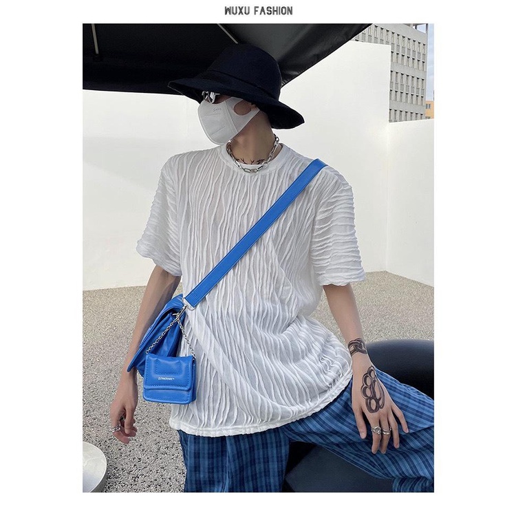 Áo thun nam tay lỡ vải Sóng nổi 3D Ripples Luxury