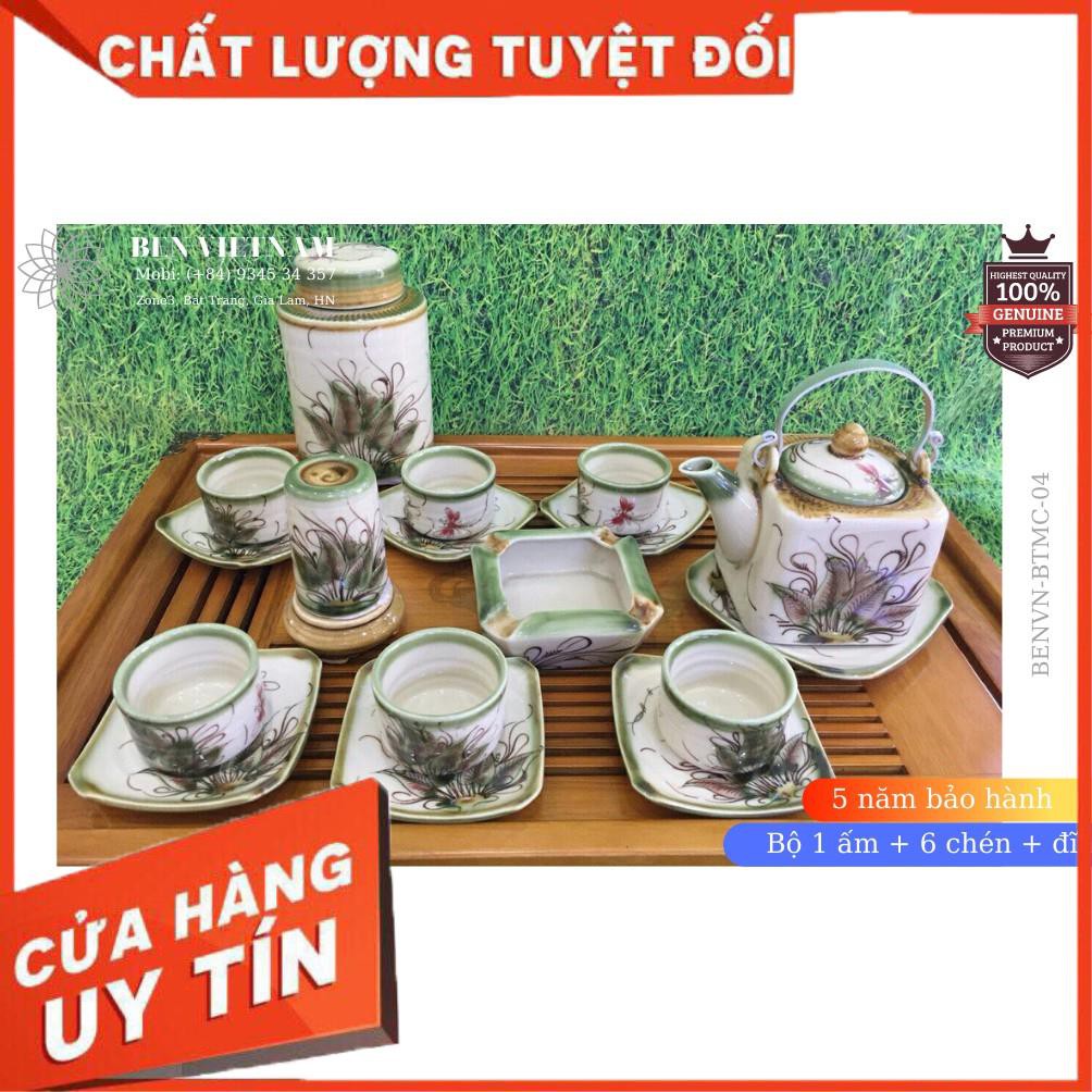 [FREESHIP] Ấm pha trà Gốm Sứ Bát Tràng Men Cổ vẽ tay cao cấp - BENVN-BTMC-04