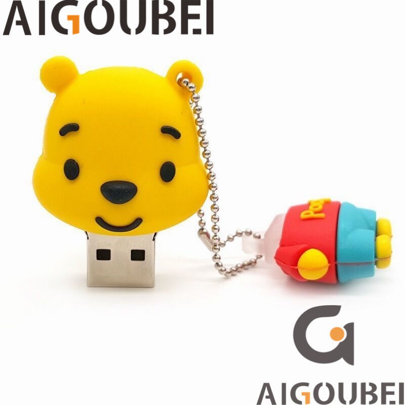 [Spot &amp; COD] USB 2.0 Phim hoạt hình dễ thương Silicone Winnie The Pooh Thích hợp cho máy tính xách tay Ổ đĩa USB di động Lightning Drive 1GB 2GB 4GB 8GB 16GB 32GB 64GB 128GB