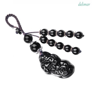 DELMER Classic Pixiu Car Pendant Key Holder Natural|Luckly Pendant Pendant Keychain Car Accessories DIY Making Chinese Traditions Creative Braided Rope High Quality Carved Jade Keychains/Multicolor