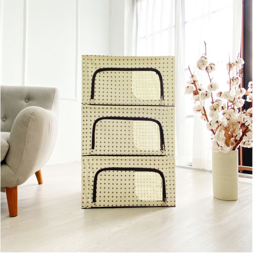 BIG SIZE - HỘP ĐỰNG TÚI QUẦN ÁO KHUNG THÉP 88L- LIVING BOX Dài 60 x Rộng 42 Cao 35cm