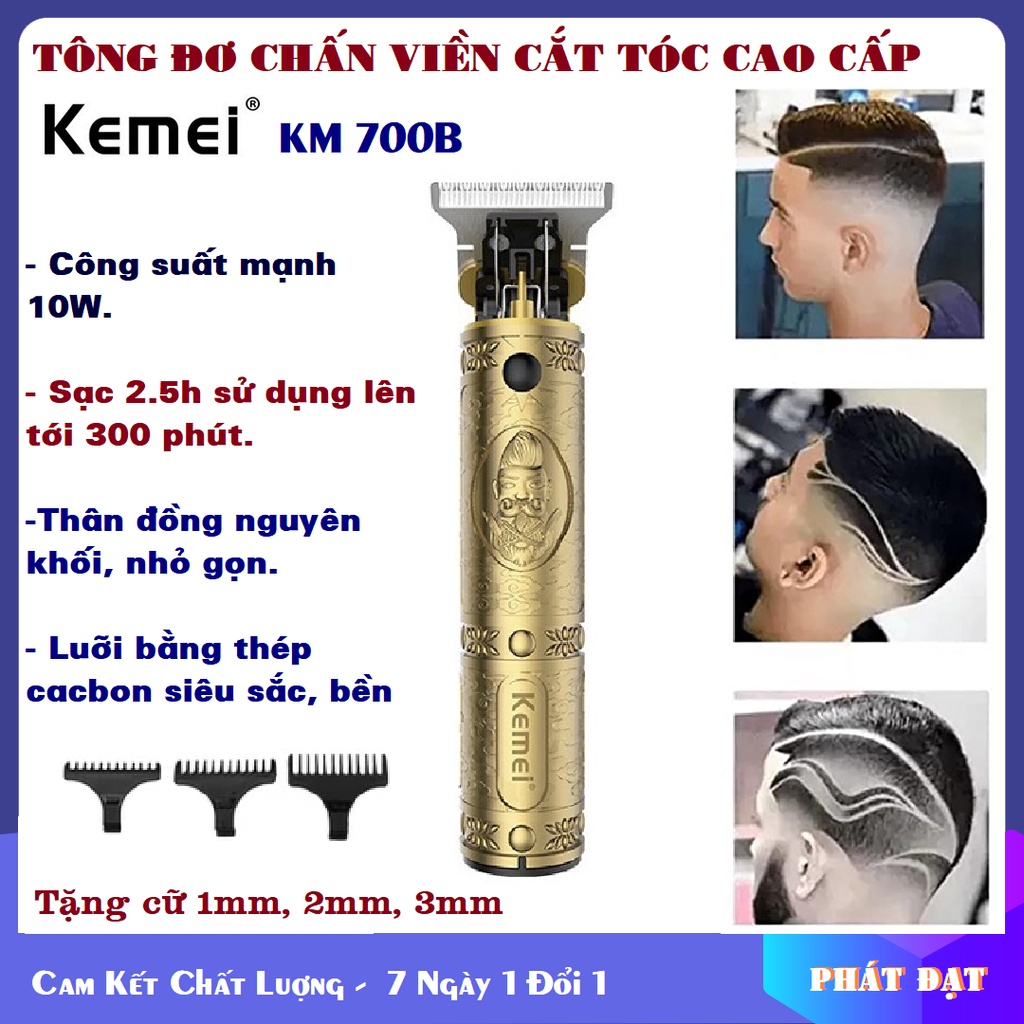 Tông đơ chấn viền cắt tóc cao cấp Kemei-700B,công suất mạnh 10W tạo kiểu chuyên nghiệp phong cách cực chất, sạc điện