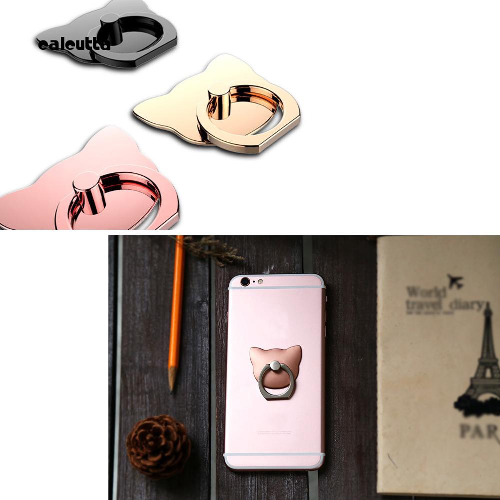 CAL_Cute Cat Head Universal Phone Finger Grip Ring Stand Holder for iPhone Samsung