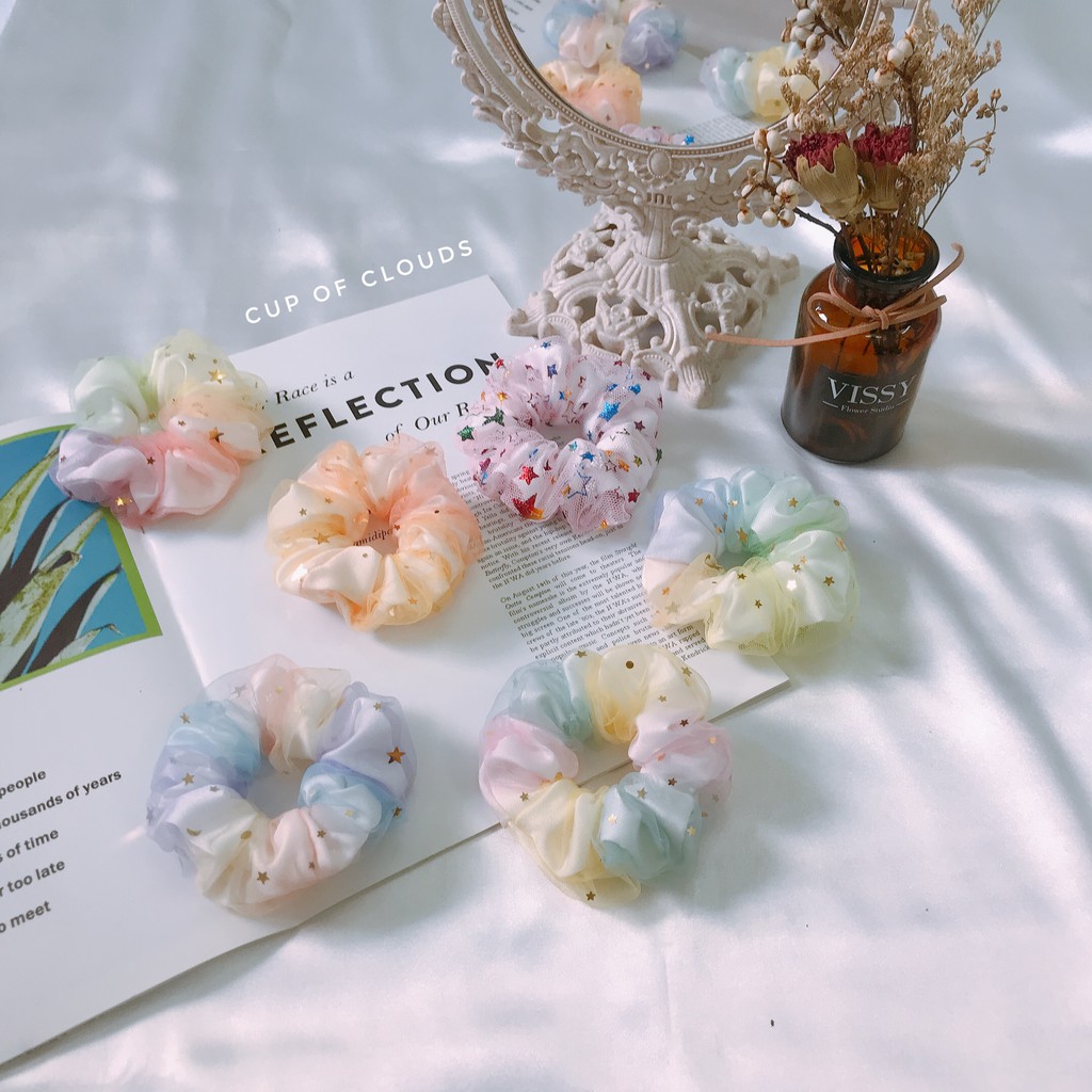 Buộc tóc scrunchies ngôi sao 2 lớp