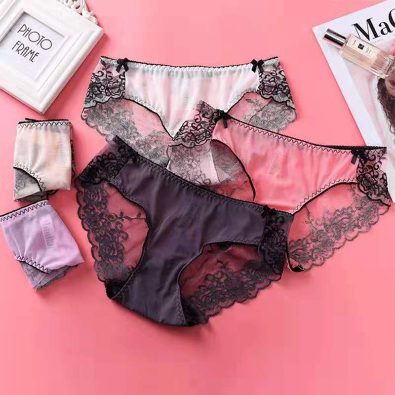 Quần Lót Lưới Ren Trong Suốt Lưng Thấp Không Đường May Gợi Cảm Cho Nữ