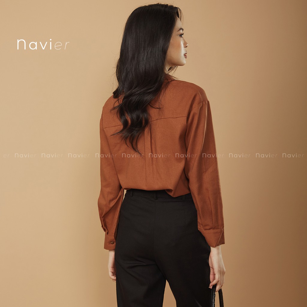 QUẦN BAGGY VẢI NỮ CẠP CAO CÔNG SỞ ĐŨI LINEN PANTS MÀU ĐEN BE NÂU PASTEL Q02 NAVIER | BigBuy360 - bigbuy360.vn