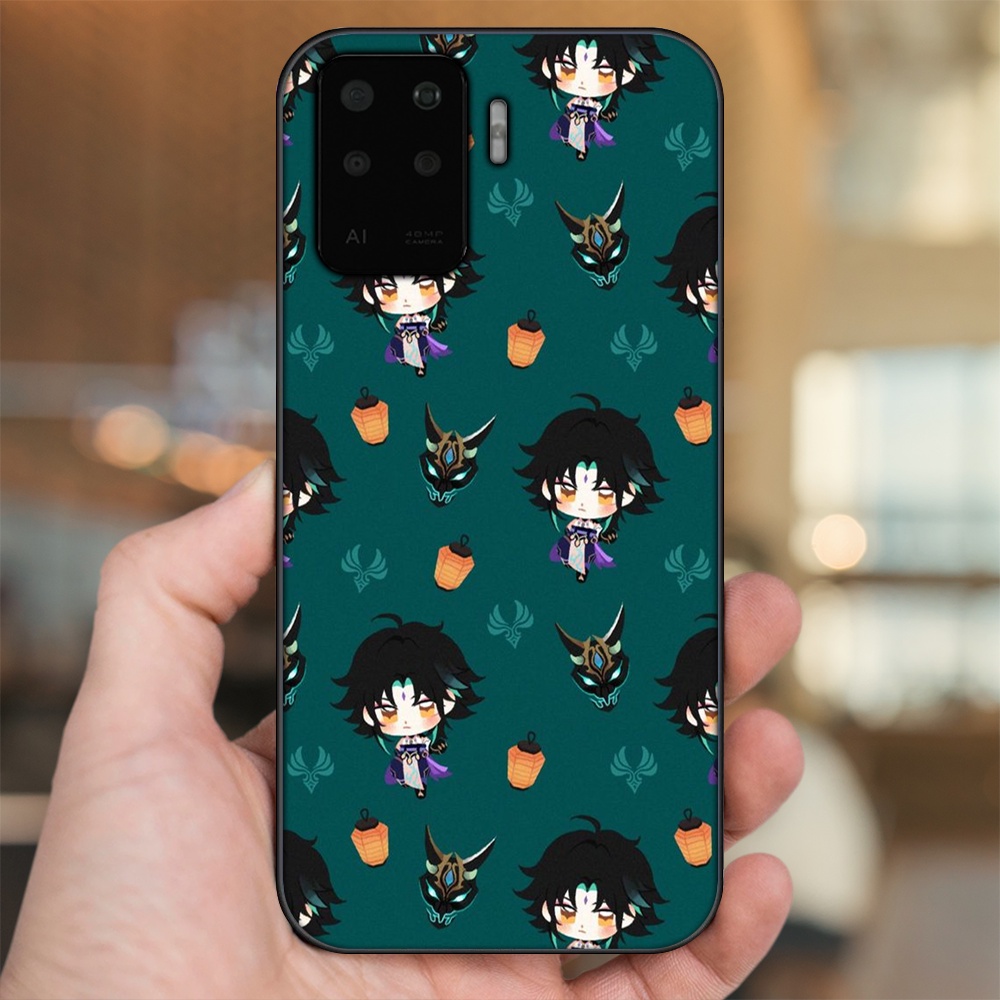 Ốp lưng Oppo A94 viền đen in hình Xiao Genshin Impact