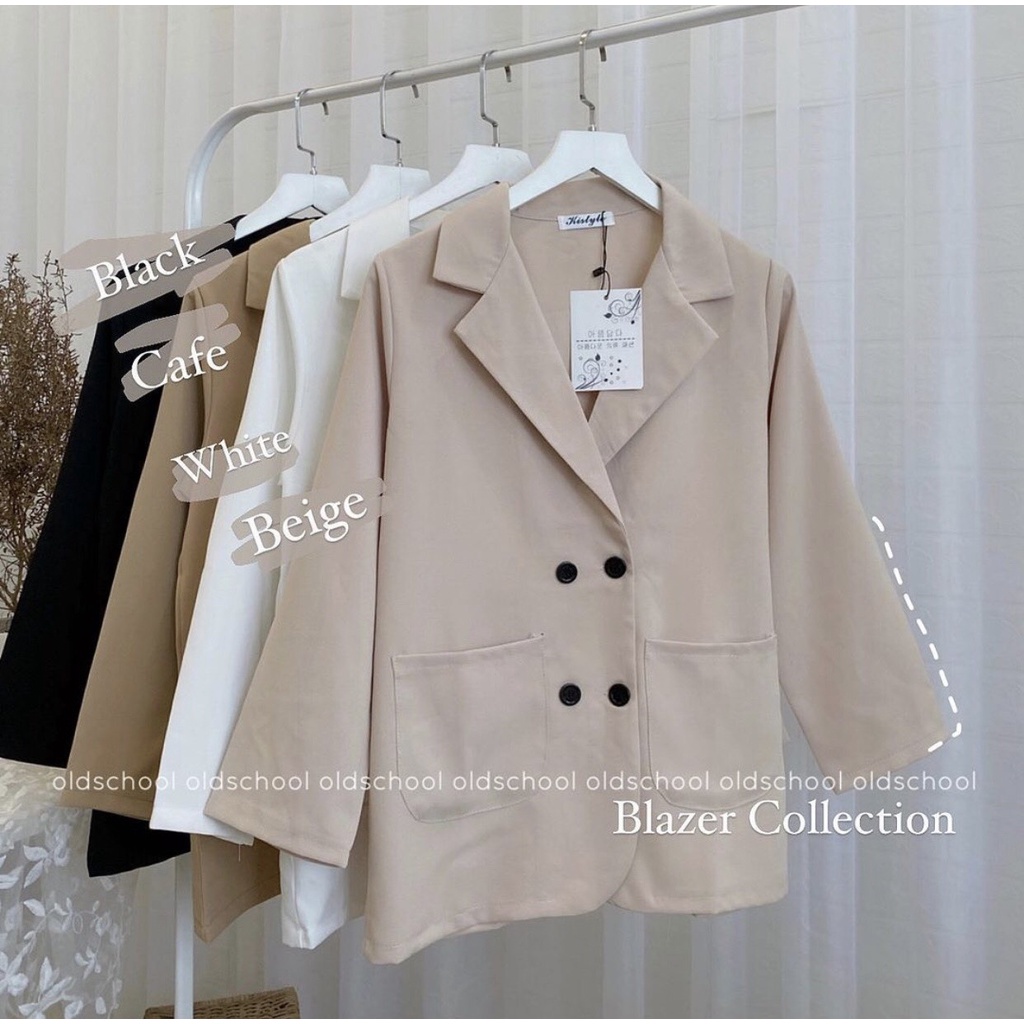 [Ảnh thật/Sẵn] Áo khoác blazer trơn túi nắp 1 lớp phong cách Hàn Quốc