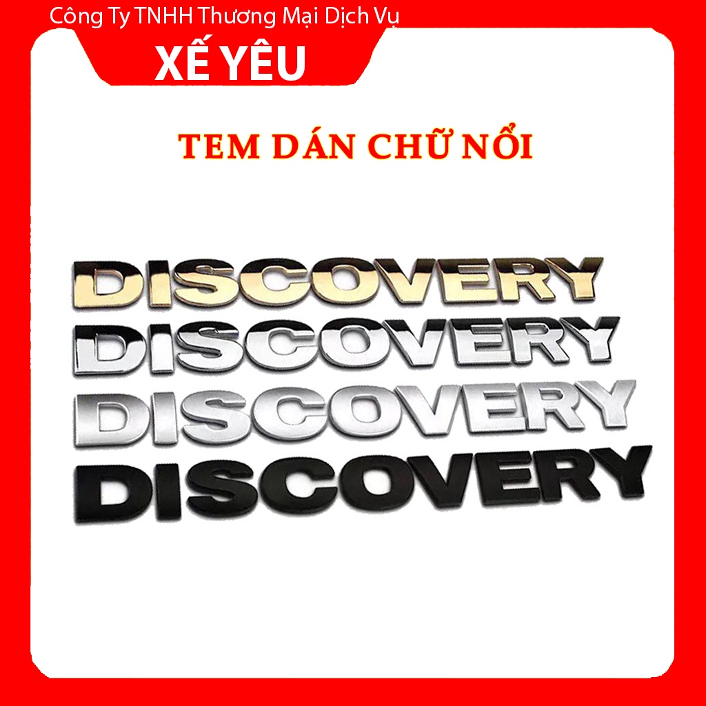 Chữ Nổi Dán Xe – Chữ Nổi Dán Ô Tô – Tem DISCOVERY Mạ Crom Trang Trí Xe Ô Tô, 3 Màu Lựa Chọn