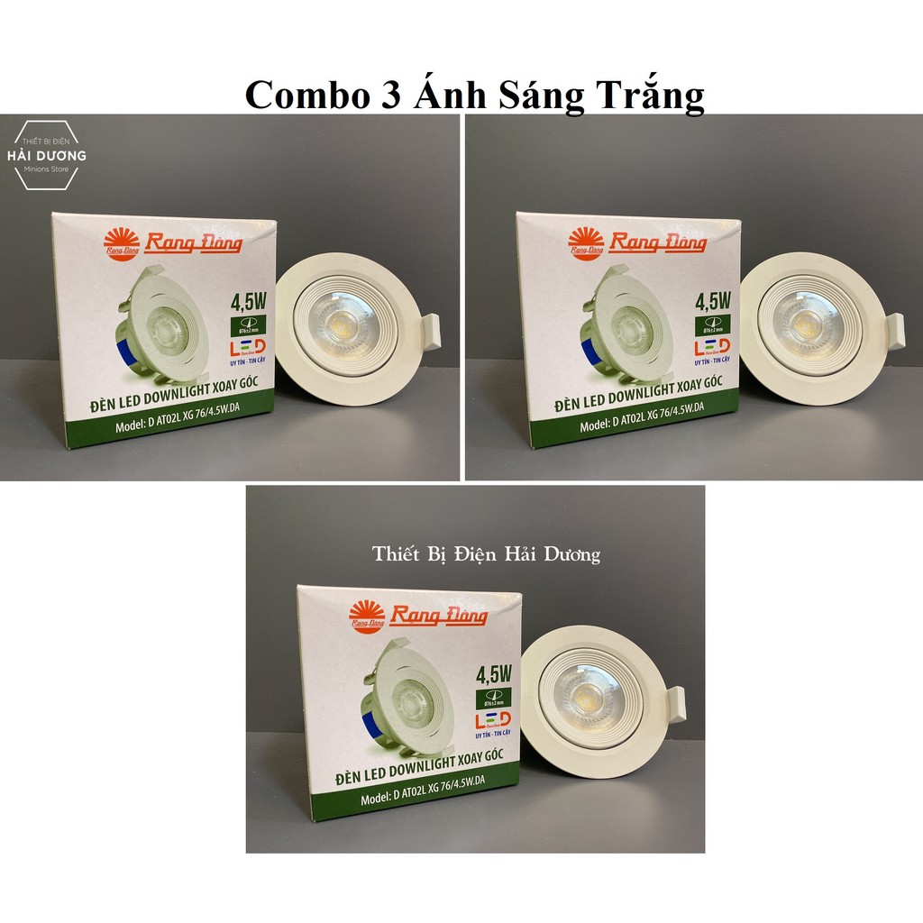 Combo 3 ĐÈN LED ÂM TRẦN DOWNLIGHT RẠNG ĐÔNG 4.5W THAY ĐỔI ĐƯỢC GÓC CHIẾU MODEL D AT02L XG 76/4.5W - Bảo hành 2 năm