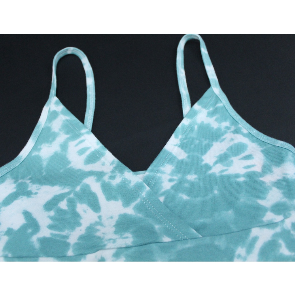 Q8833 - Áo thun croptop clos1e dây đắp chéo trước, loang màu