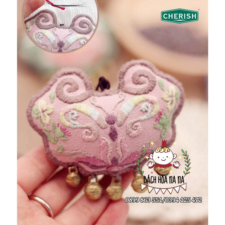 KIT Thêu trang trí Omamori Mẫu Đơn Bình An - DIY tự làm Túi thơm Trường Mệnh May Mắn - Treo Túi Xách - Bách hóa Na Na